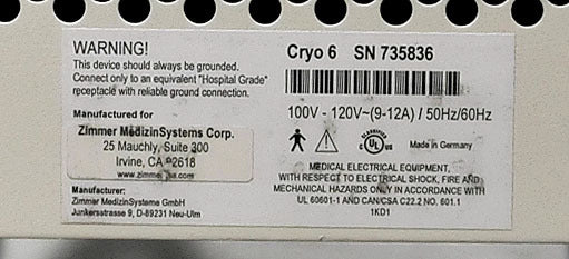 737836 - Sold 11-16-2016 eBay Chiller Zimmer Cryo 6 Epidermal Skin Cooling System - Laser IPL Treatments Cryo6