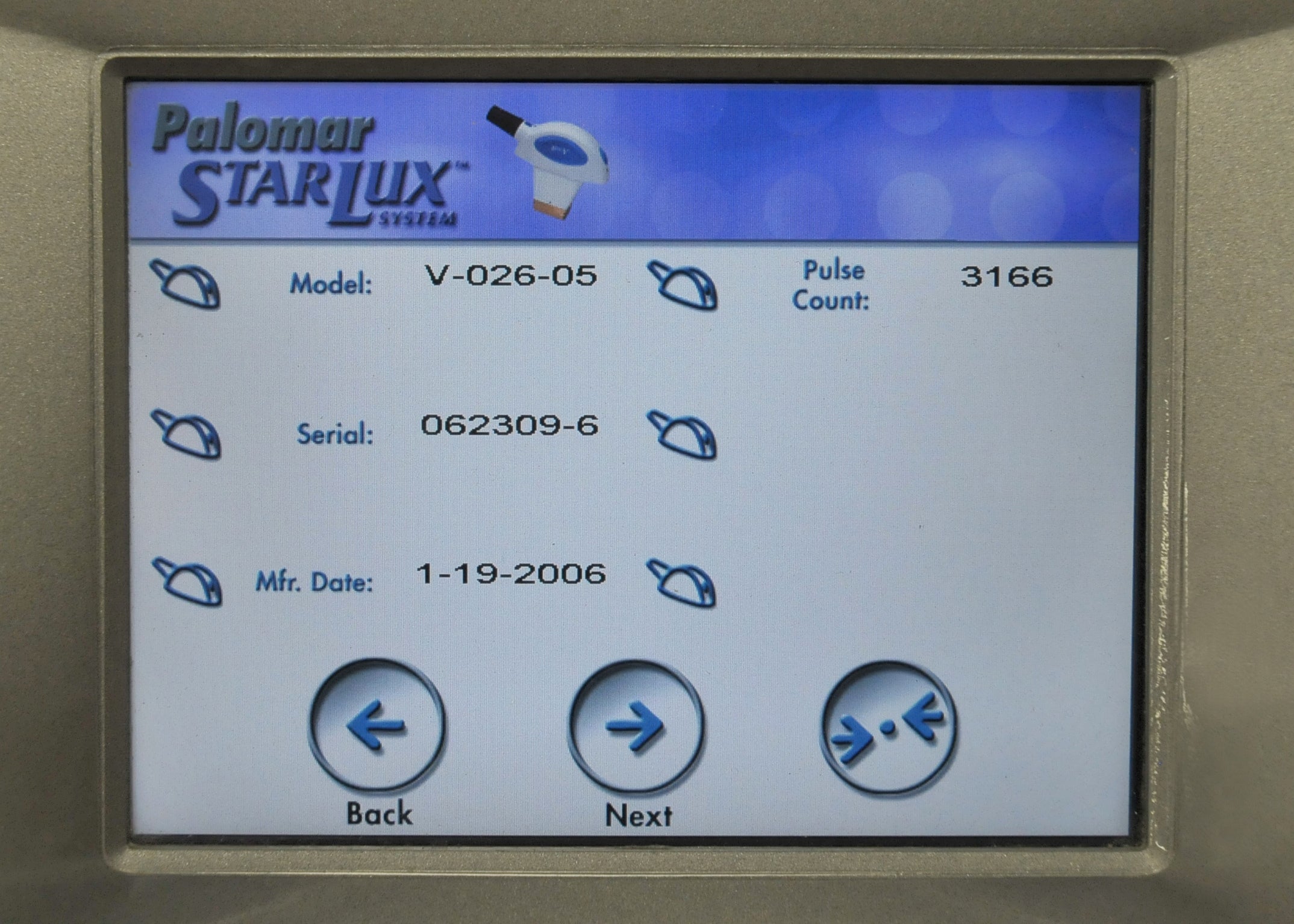 2006 Palomar StarLux 300 Laser System LuxV Hand Piece Cynosure Lux V Acne