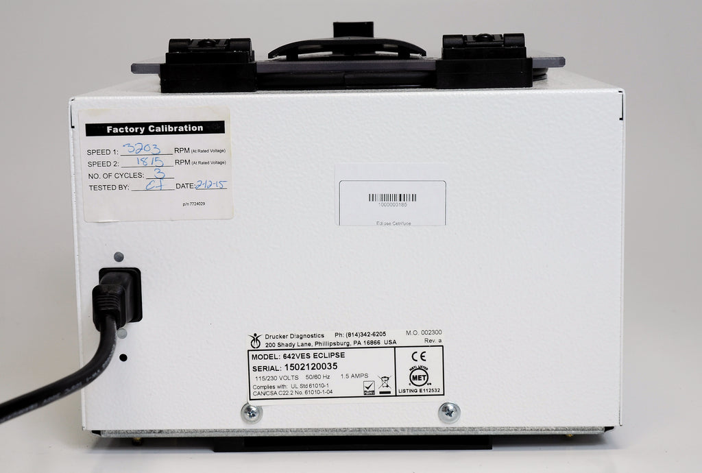 Centrifuge - ECLIPSE Aesthetics 642VES - Drucker Diagnostics Test Tube USA Made