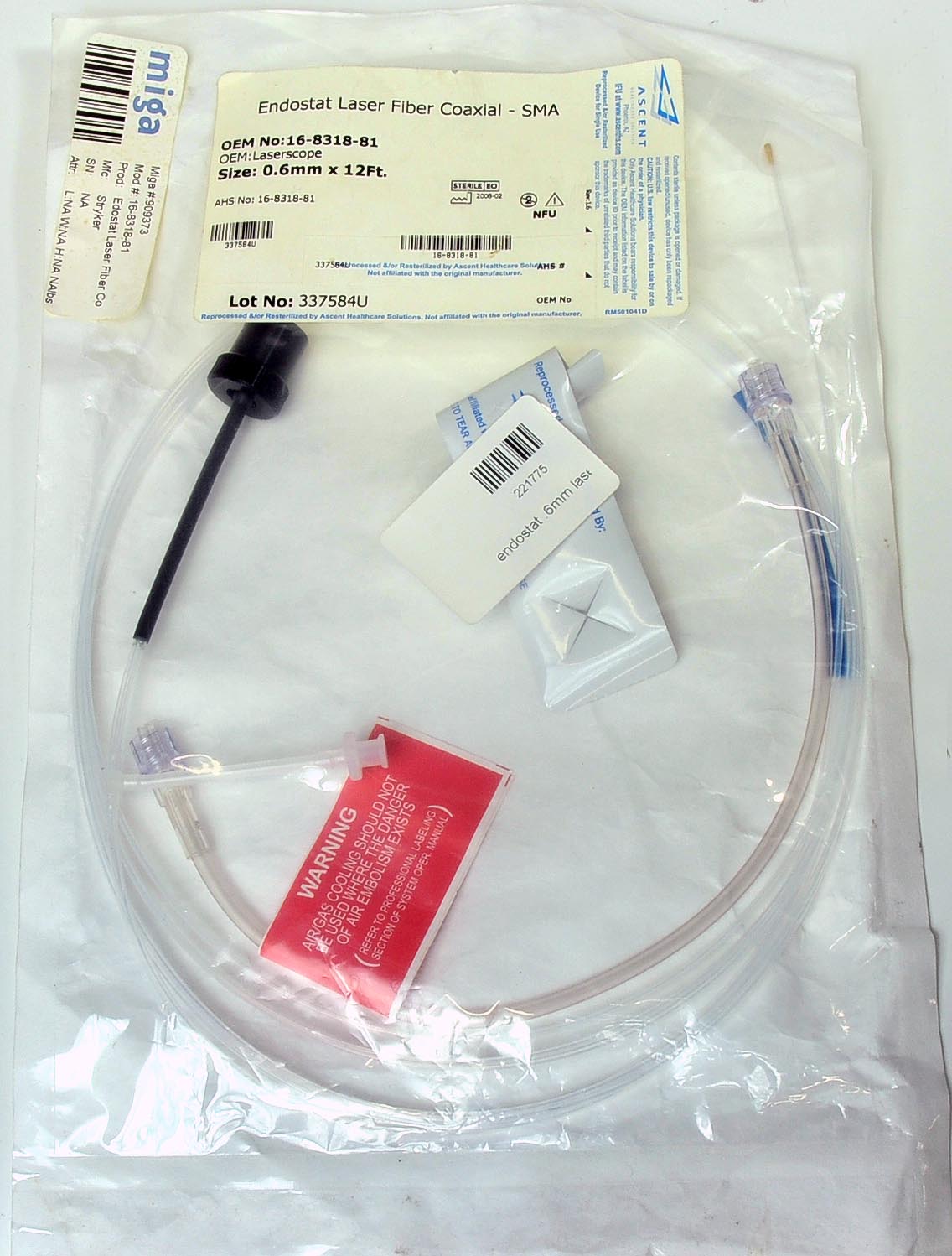 Stryker Endostat Laser Fiber Coaxial Laserscope .6 mm 12ft Cable 16-8318-81 SMA