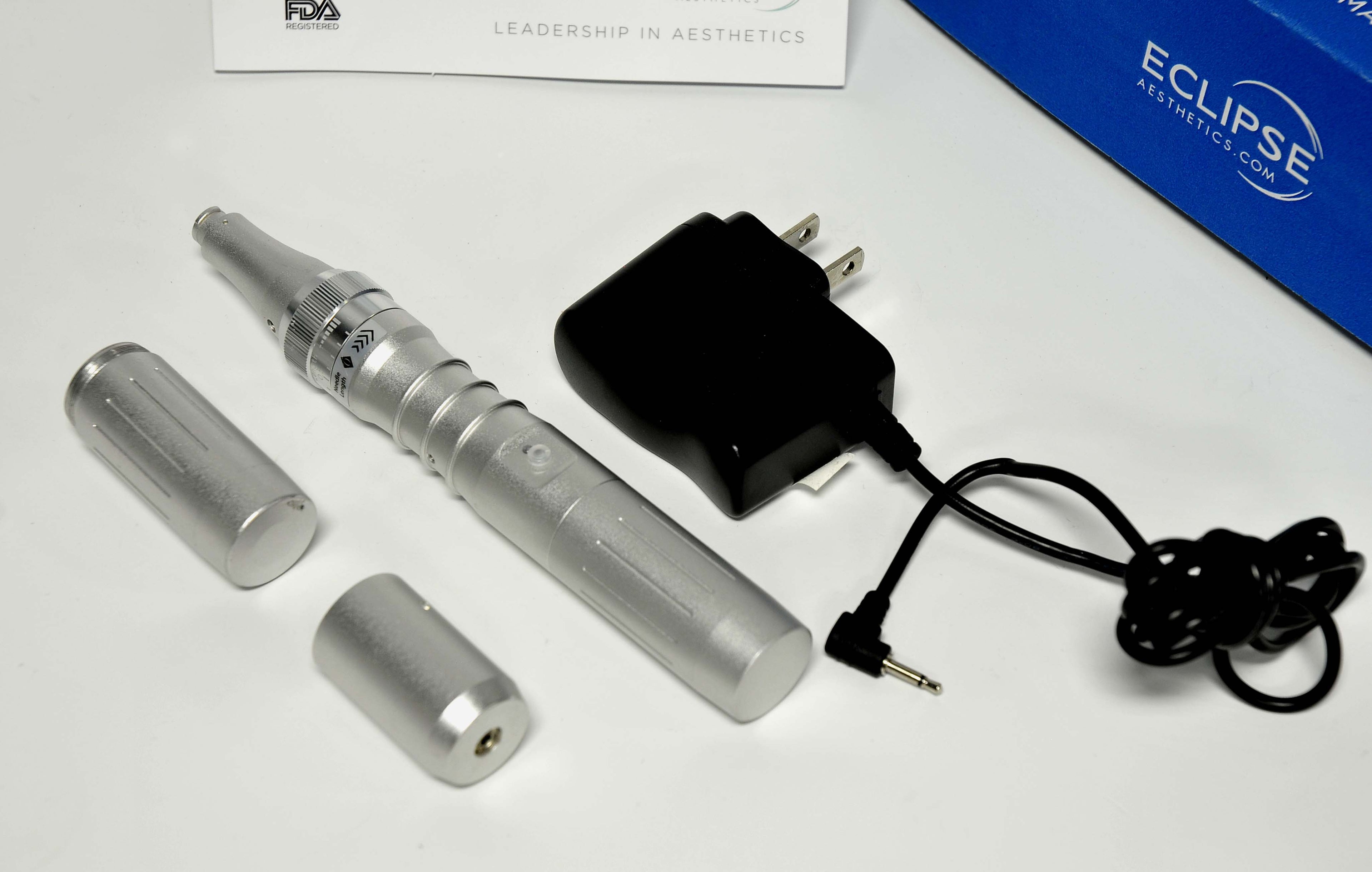 Eclipse Micropen Elite Aesthetics Silver MicroNeedling Pen - DEMO - w/ Brochures