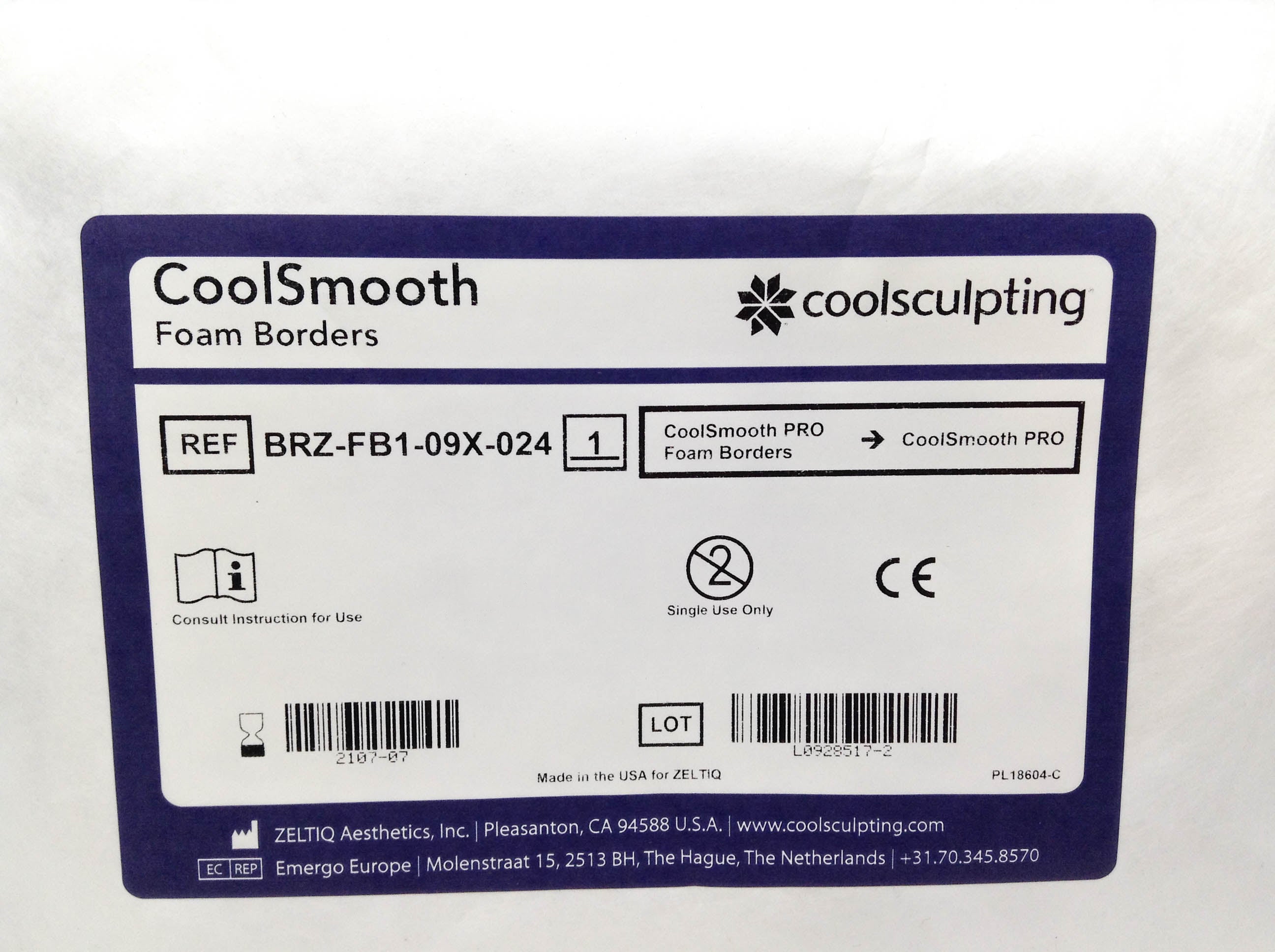 Zeltiq CoolSmooth Foam Borders CoolSculpting Cool Smooth BRZ-FB1-09X-024 (24Pk)