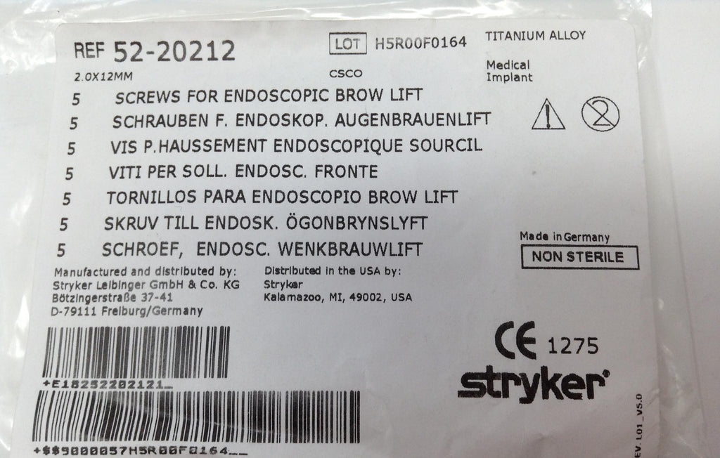 5 Stryker Screws Endoscopic Brow Lift Titanium Alloy Medical Hardwear