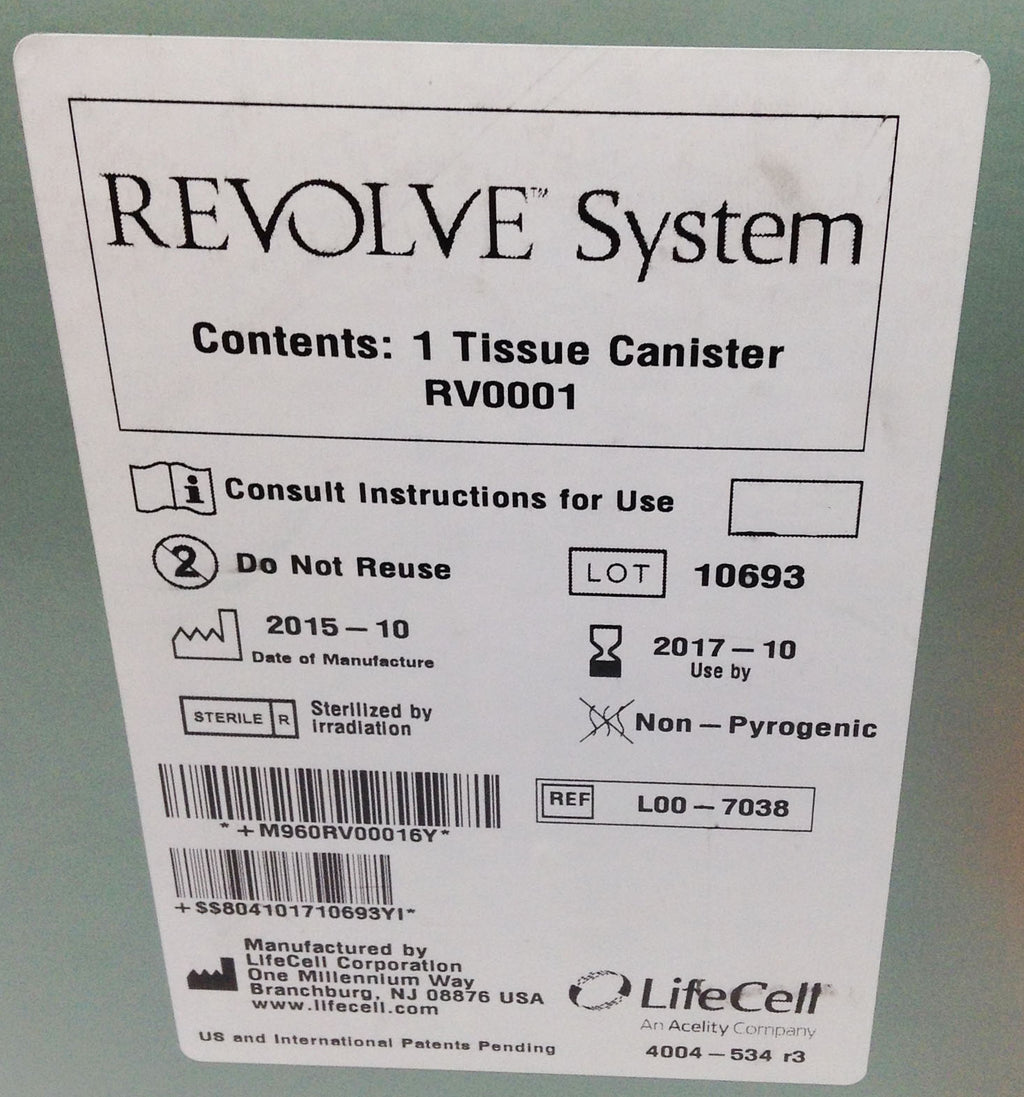 Lifecell Revolve System Tissue Canister RV0001 Expired 2017 Natural Beauty
