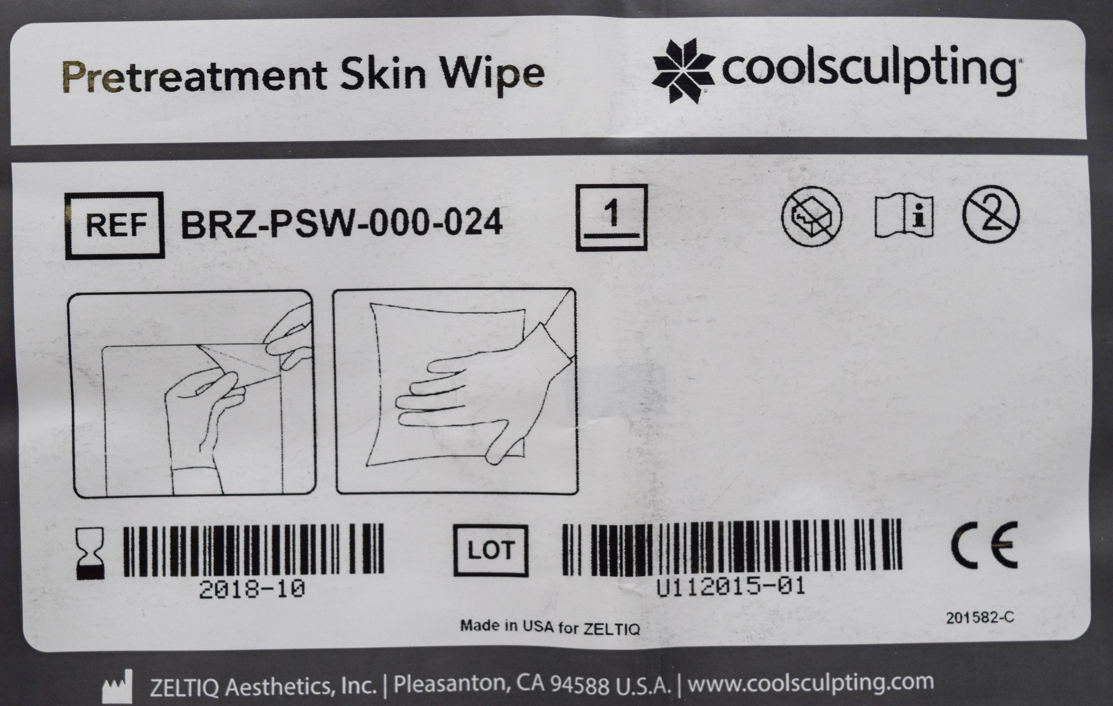 Zeltiq CoolSculpting Pretreatment Skin Wipes BRZ-PSW-000-024 Cool Sculpting 23pk