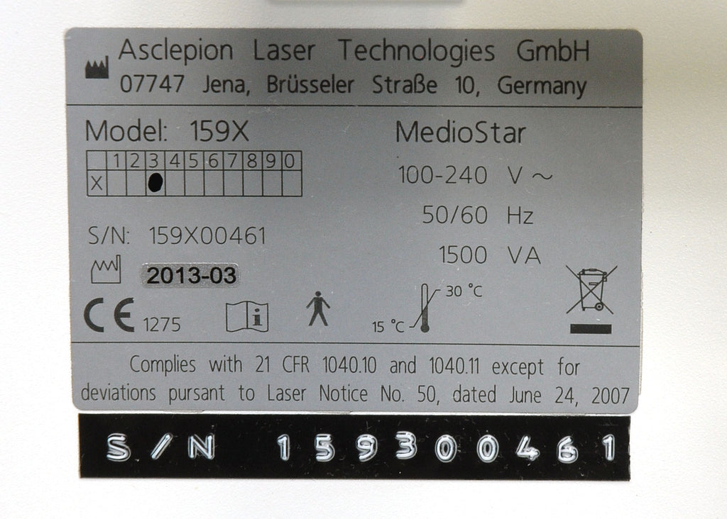2013 Asclepion MedioStar NeXT Diode Laser System 810nm Hair Removal HR NXT 159X