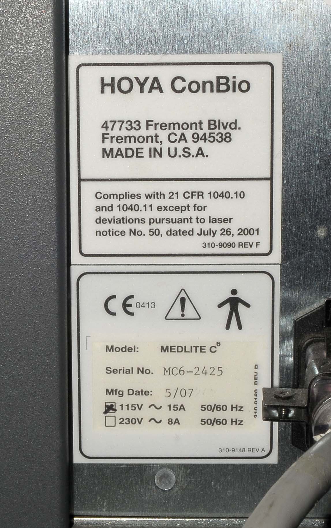 2007 Hoya ConBio MedLite C6 Laser Q-Switch Con Bio Tattoo Removal 1064