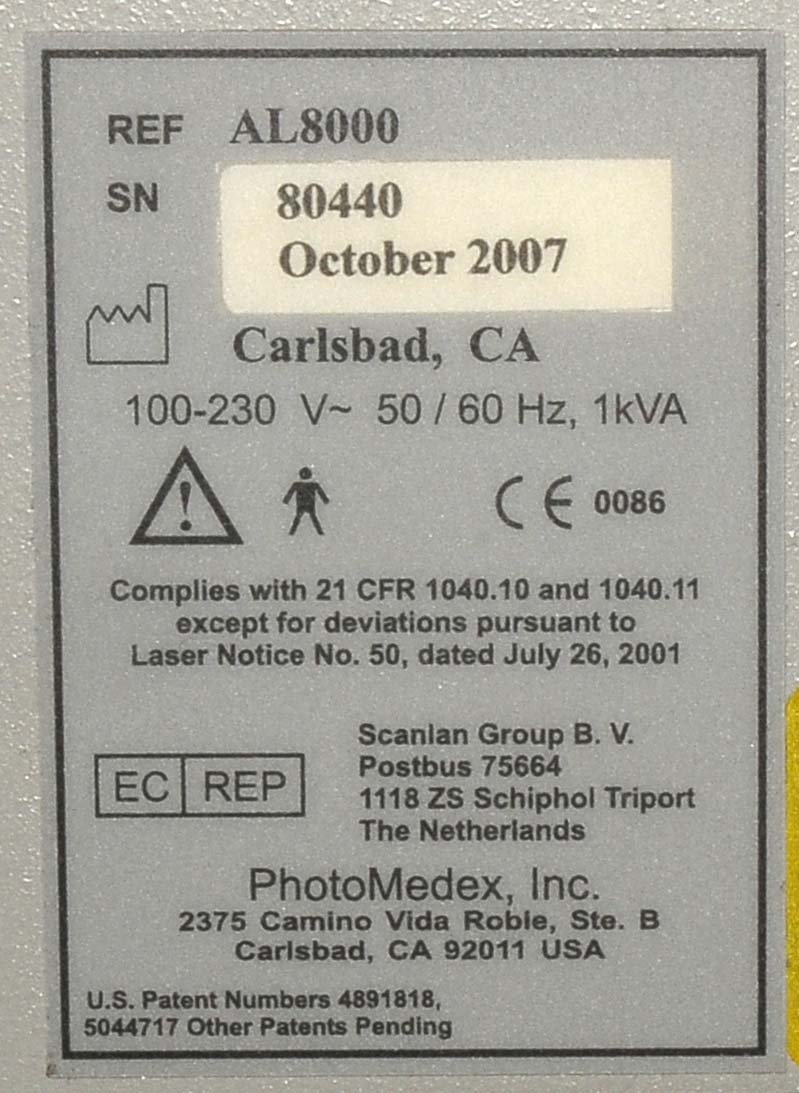 2007 PhotoMedex AL8000 XTRAC Ultra Laser Psoriasis Vitiligo * PARTS UNIT AS-IS *