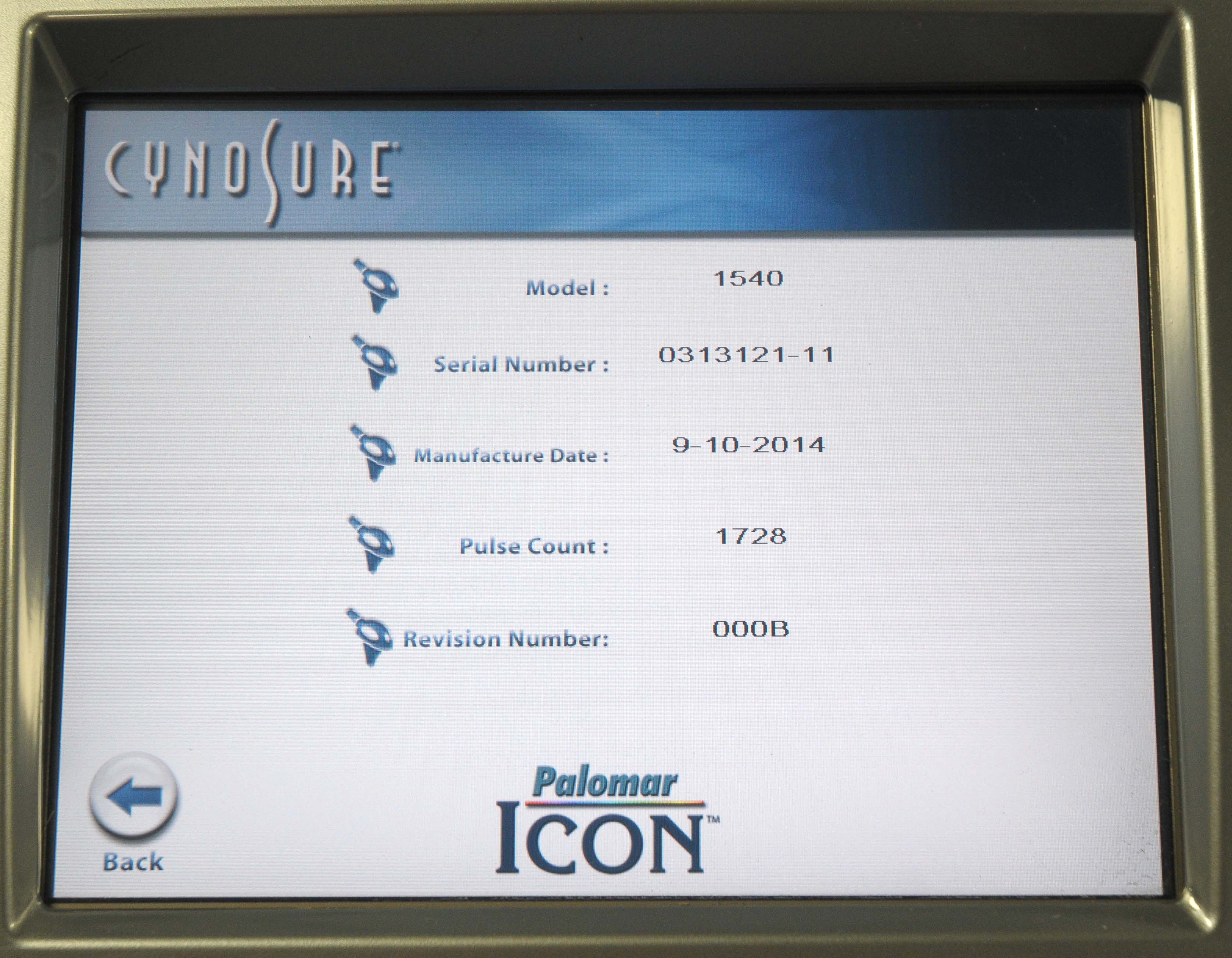 2014 Cynosure Palomar ICON 1540 Fractional Max G R Ys Hand Pieces IPL Laser
