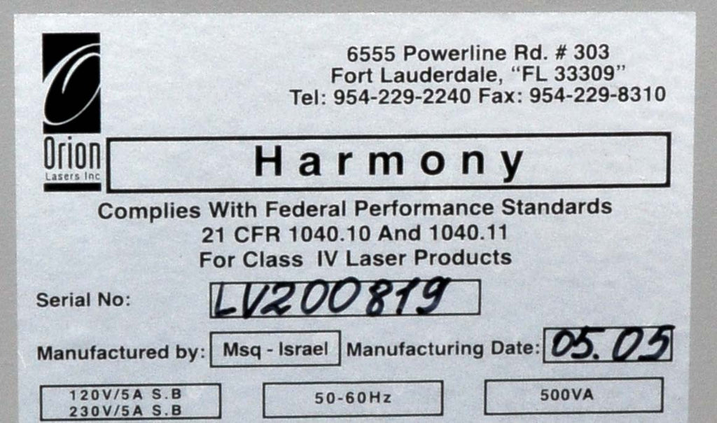 2005 Orion Lasers Harmony Alma IPL w/3 Handpieces Hair Removal Pigment Vascular