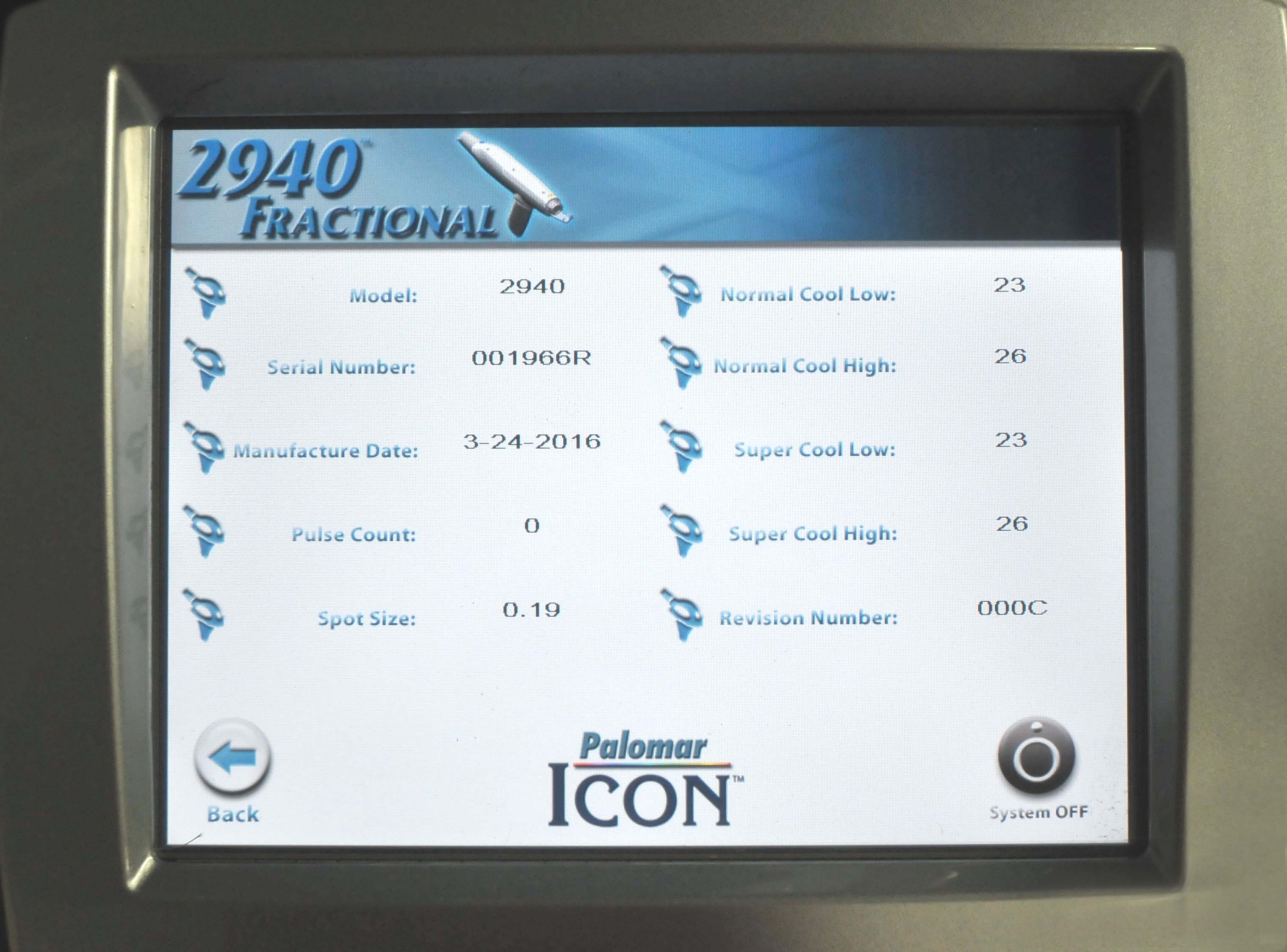 Palomar ICON 2940nm Fractional Laser Hand Piece Ablative Wrinkles Skin 0 SHOTS!!