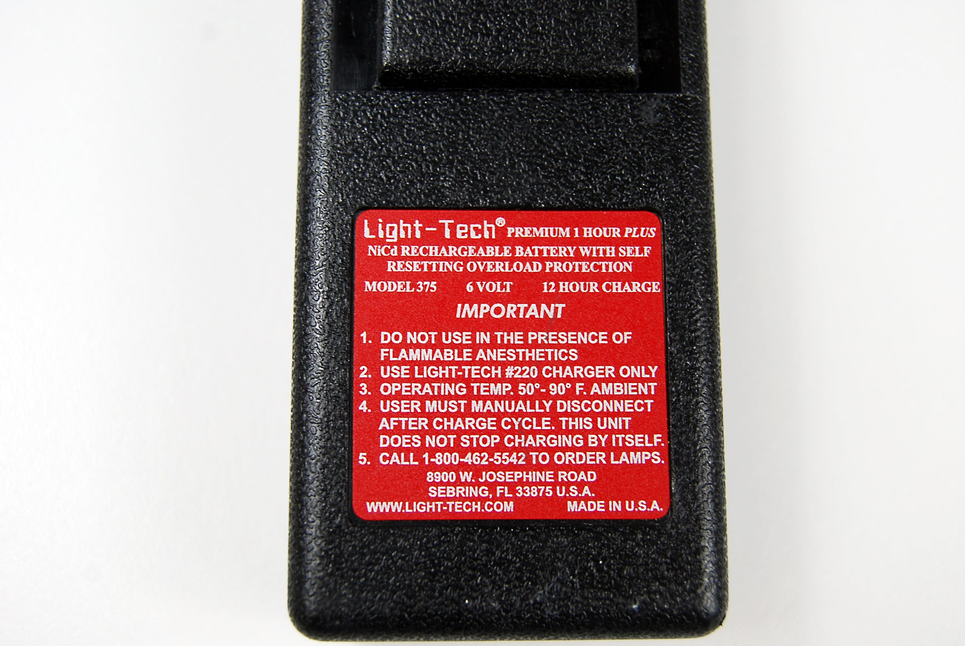 Light-Tech 6v Battery Pack & Charger Halogen HeadLight Portable Light Tech 220 375