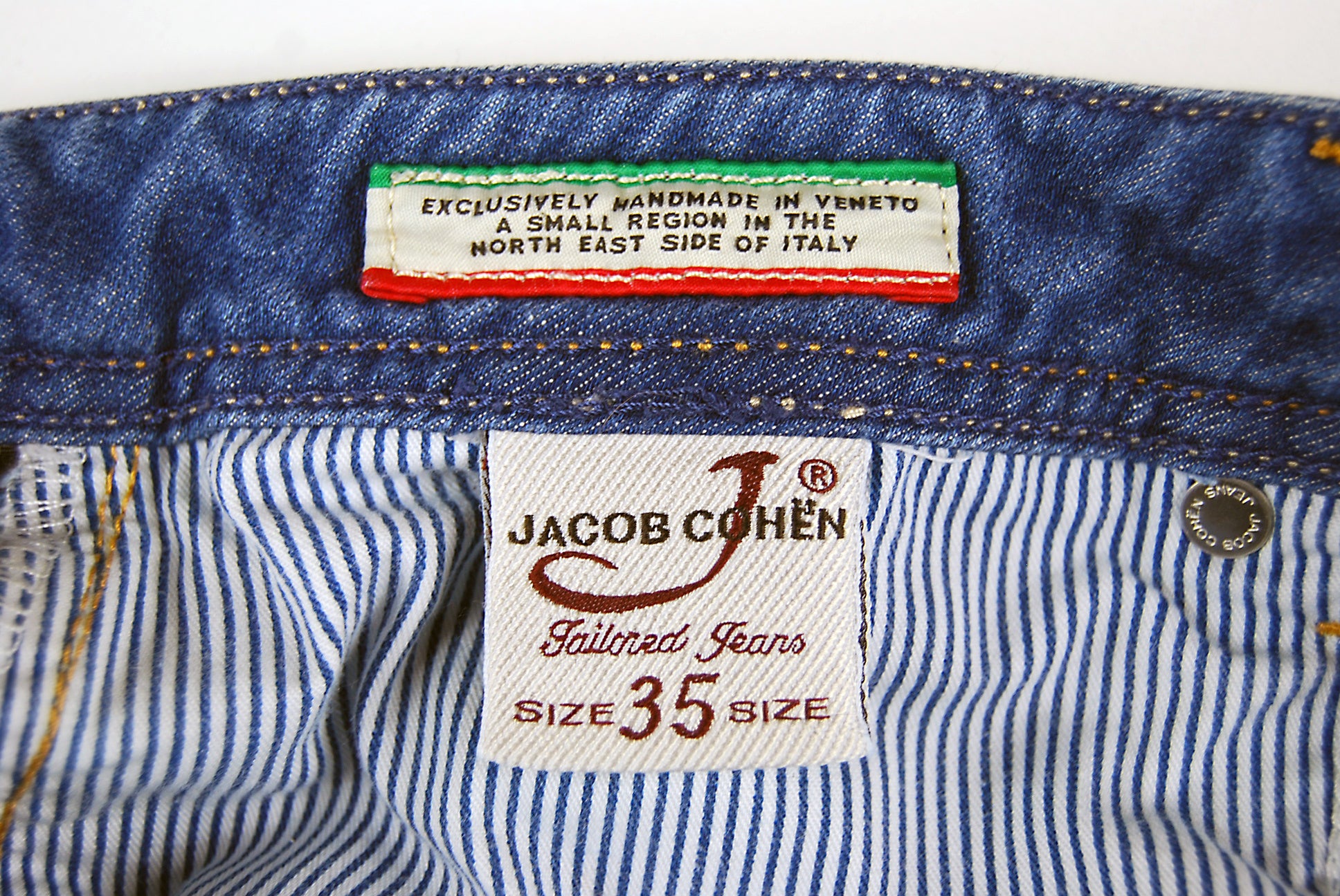 Jacob Cohen Handmade Tailored Denim Jeans Size 35 Italian Hand Made Pants Mens
