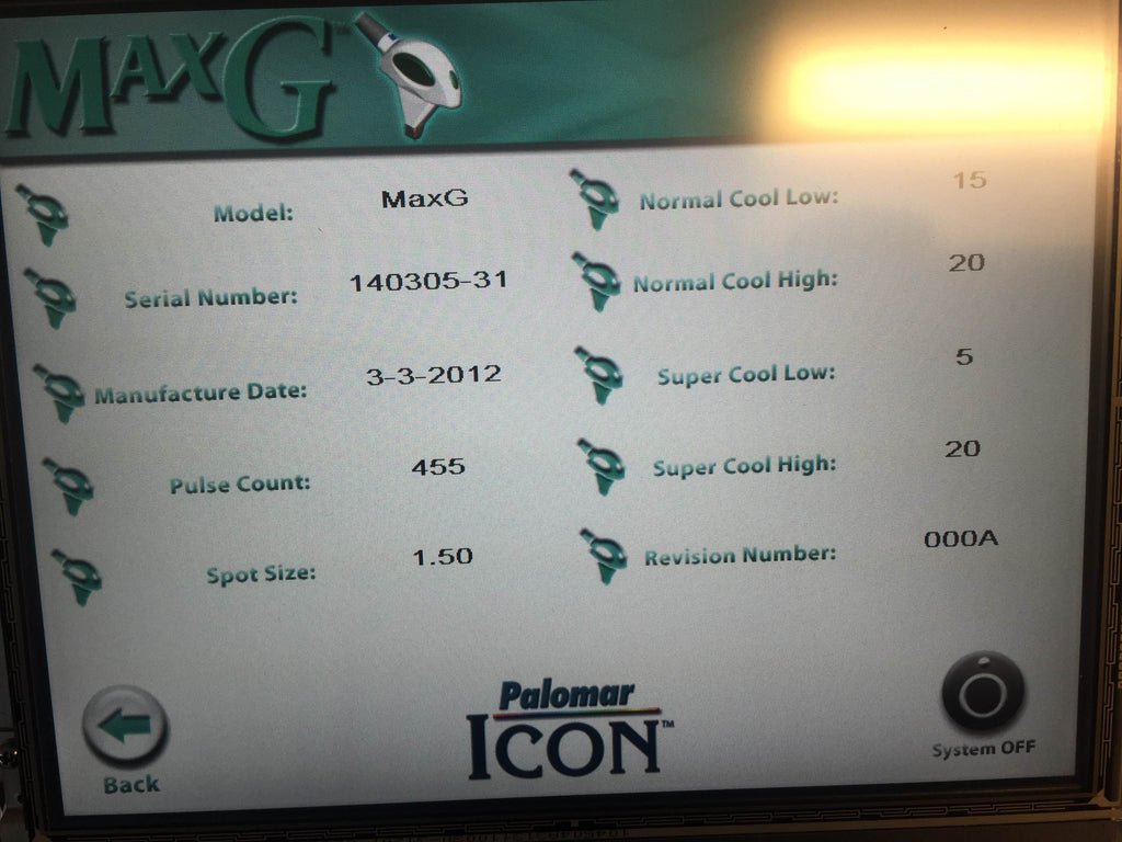 Cynosure ICON Max Aesthetic System 2013 Palomar 5 Hand Pieces G R Rs IR 1540