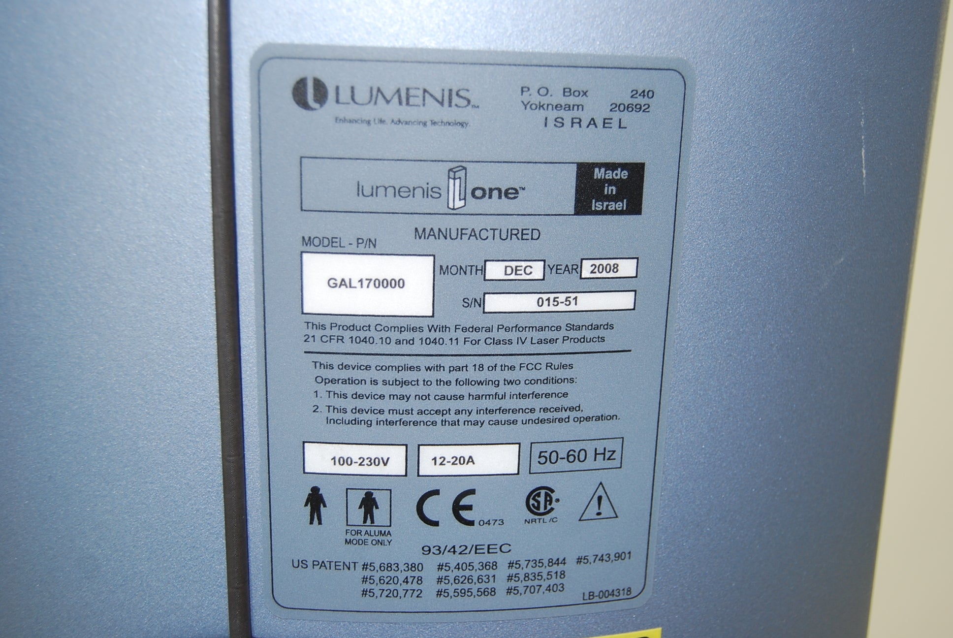 2008 Lumenis LumeOne Lume1 Lume 1 One Laser IPL Lightsheer Diode 810 Luminous ET