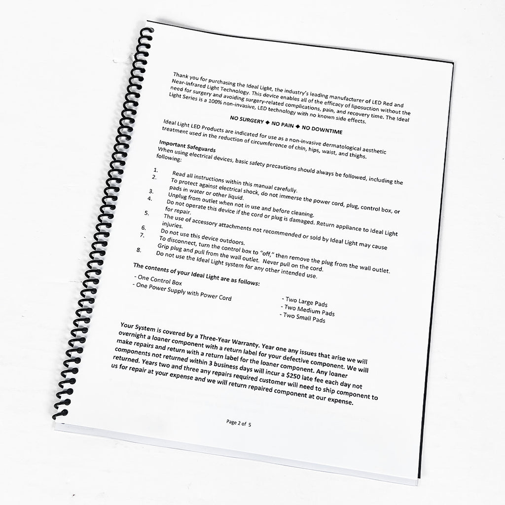 IdealLight LipoMelt Use and Care Manual Ideal Light Instructions