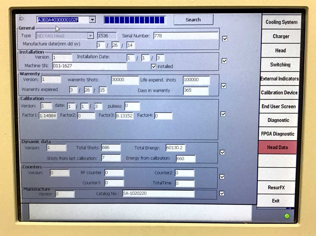 Lumenis M22 Multi-Spot Nd YAG 1064 nm Laser Handpiece ONLY 686 SHOTS 2014