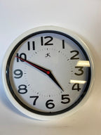 White Traditional 9" Wall Clock For Office Warehouse School Edition AA Battery