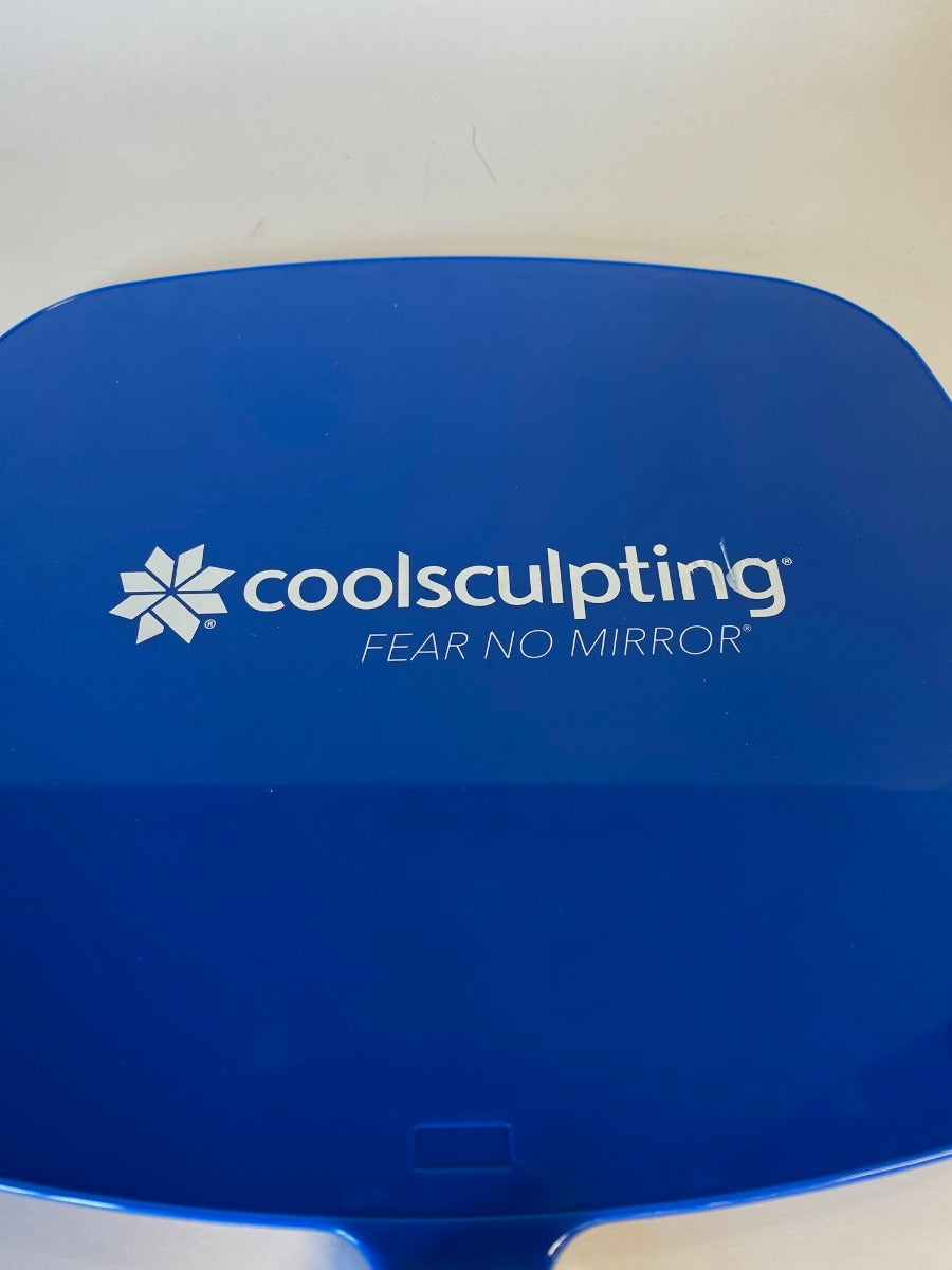 Large CoolSculpting Cosmetic Mirror with Hand Held Blue Framed Mirror 8" x 7"