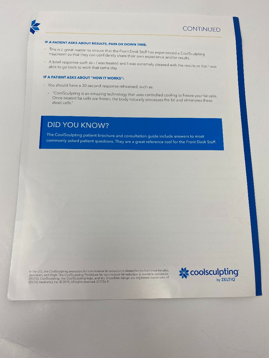 CoolSculpting Most Common Front Desk Missteps and Practices Informational Guide