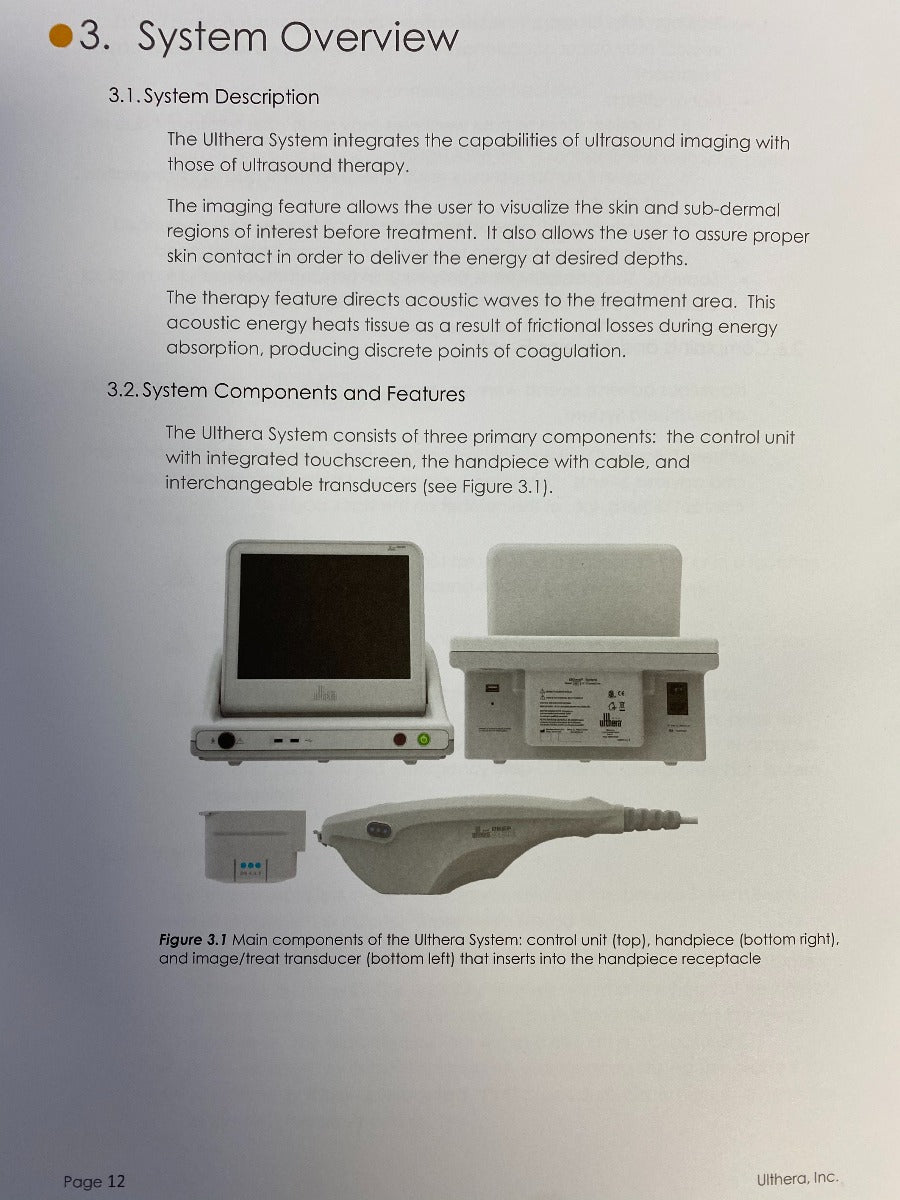 Ulthera System Instructions For Use DeepSee Technology Ultherapy Manual Booklet