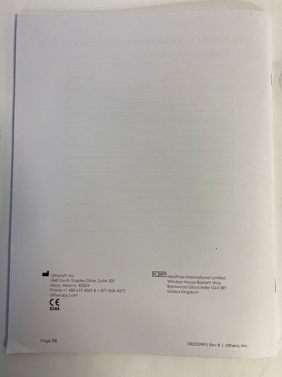Ulthera System Instructions For Use DeepSee Technology Ultherapy Manual Booklet