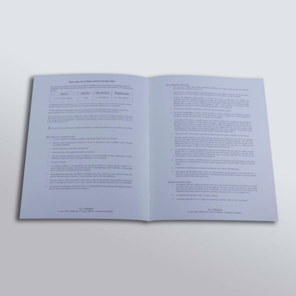 CoolGlide Vantage Xeo Laser Genesis Non-Ablative Treatment Guidelines Booklet