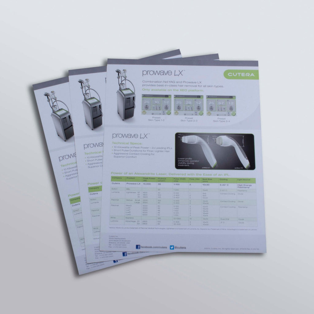 Cutera Prowave LX IPL Hair Removal Upgrade Handpiece Data Marketing Fact Sheets