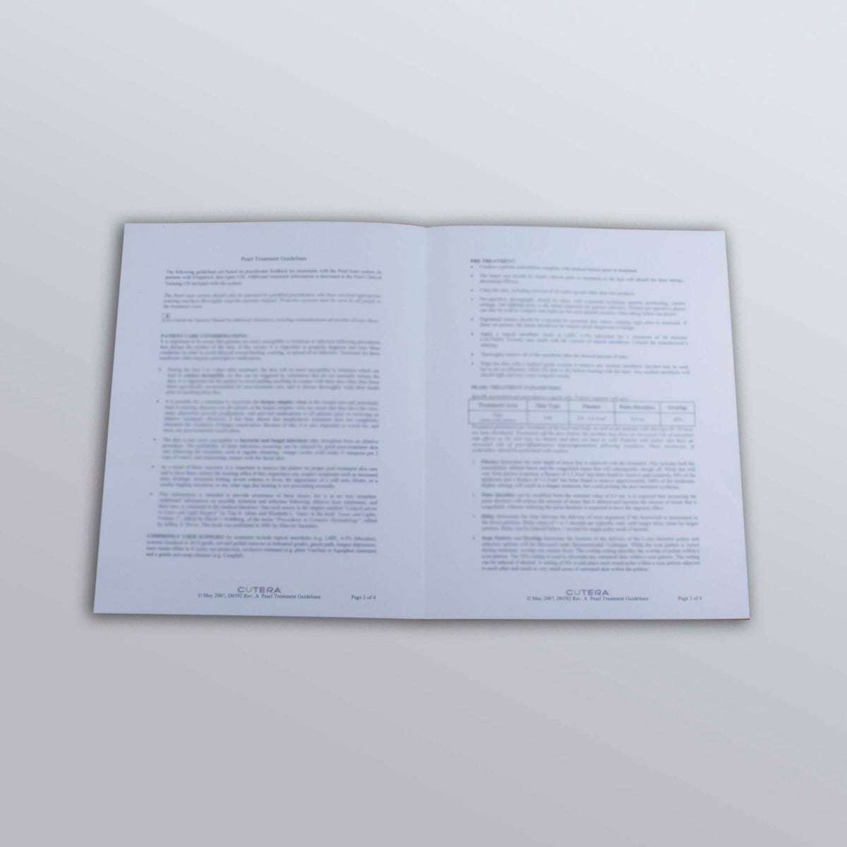 2007 Cutera Pearl Er:YSGG Laser Skin Resurfacing Scanner Treatment Guidelines