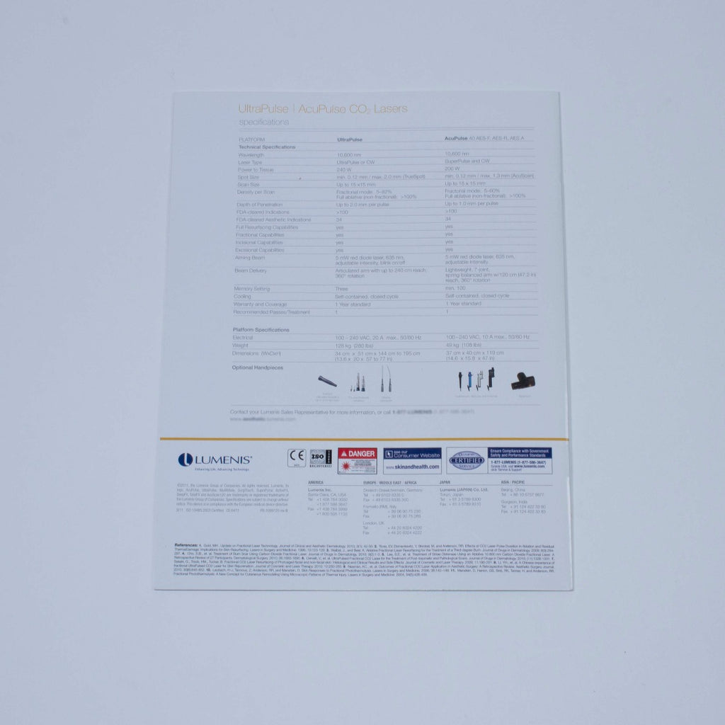 Lumenis UltraPulse/AcuPulse Fractional CO2 Laser Device Sales Brochure Booklet