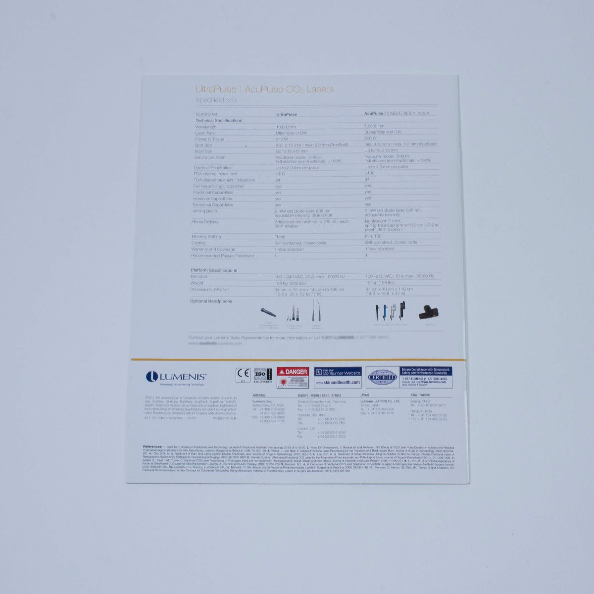 Lumenis UltraPulse/AcuPulse Fractional CO2 Laser Device Sales Brochure Booklet