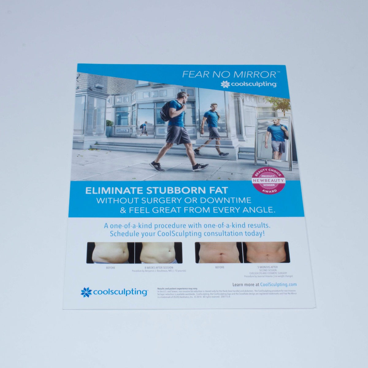 Zeltiq CoolSculpting Fear No Mirror B&A Photo Lobby Wait Room Sign Display MALE