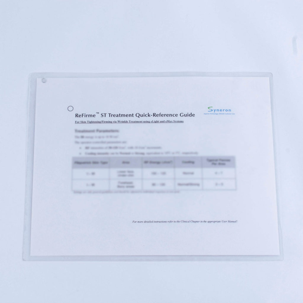 Syneron ReFirme ST Skin Tightening Firming Treatment Quick Reference eLight eMax