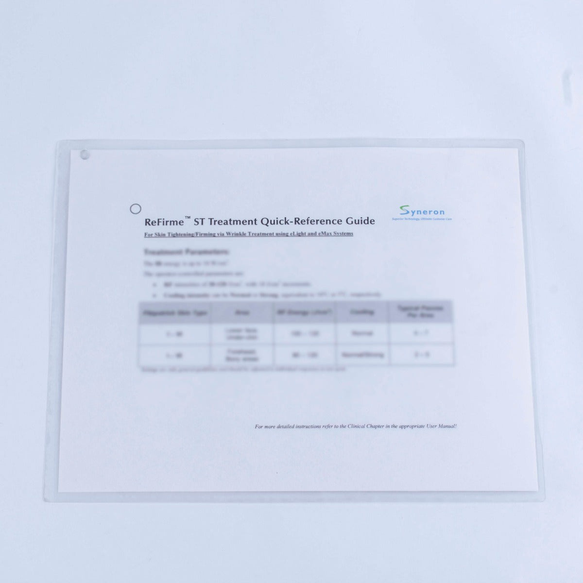 Syneron ReFirme ST Skin Tightening Firming Treatment Quick Reference eLight eMax