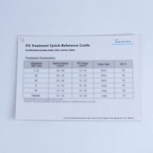Syneron DS Hair Removal Treatment Quick Reference eLight eMax Aurora Galaxy