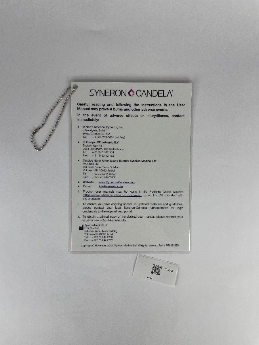 SYNERON CANDELA Adverse effects or injury/illness, immediately contact PB82823EN EXP 2015