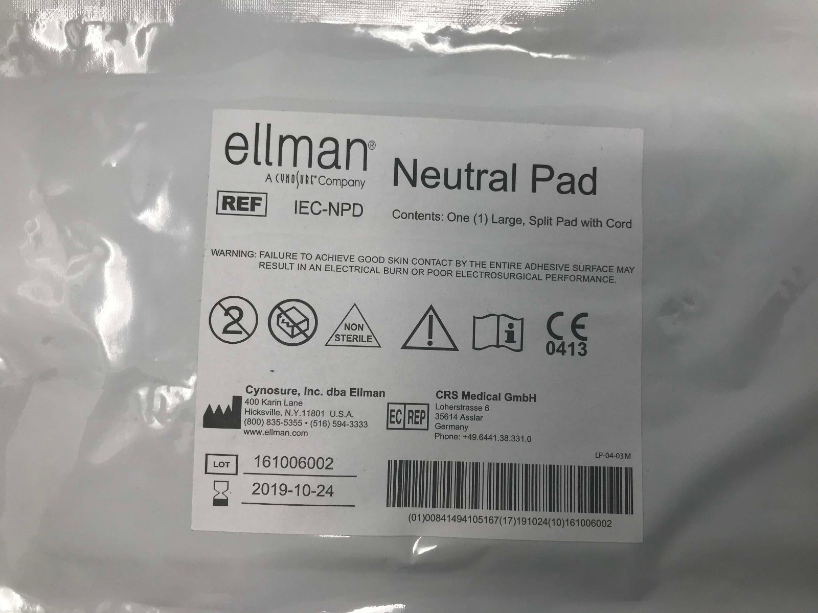 Cynosure Ellman Pelleve Large Split Neutral Pad IEC-NPD Grounding Plate 7 Pack
