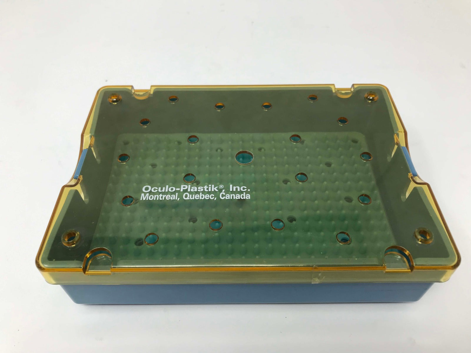 Oculo-Plastik 6 1/4" x 4 1/4" Autoclave Tray Eyewear Box w/ Silicone Finger Mat