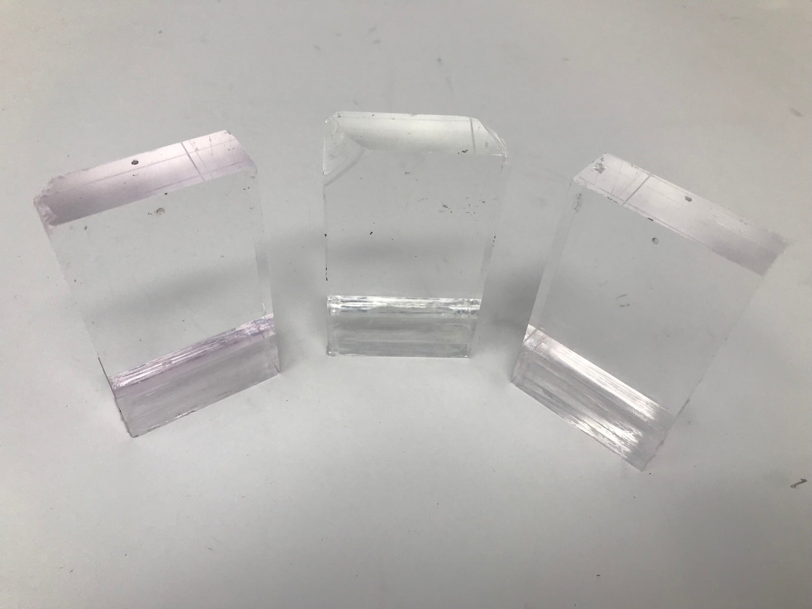 Lot of 3 Damaged Palomar Solid Sapphire Glass Crystal Light Guides 60x45x15mm