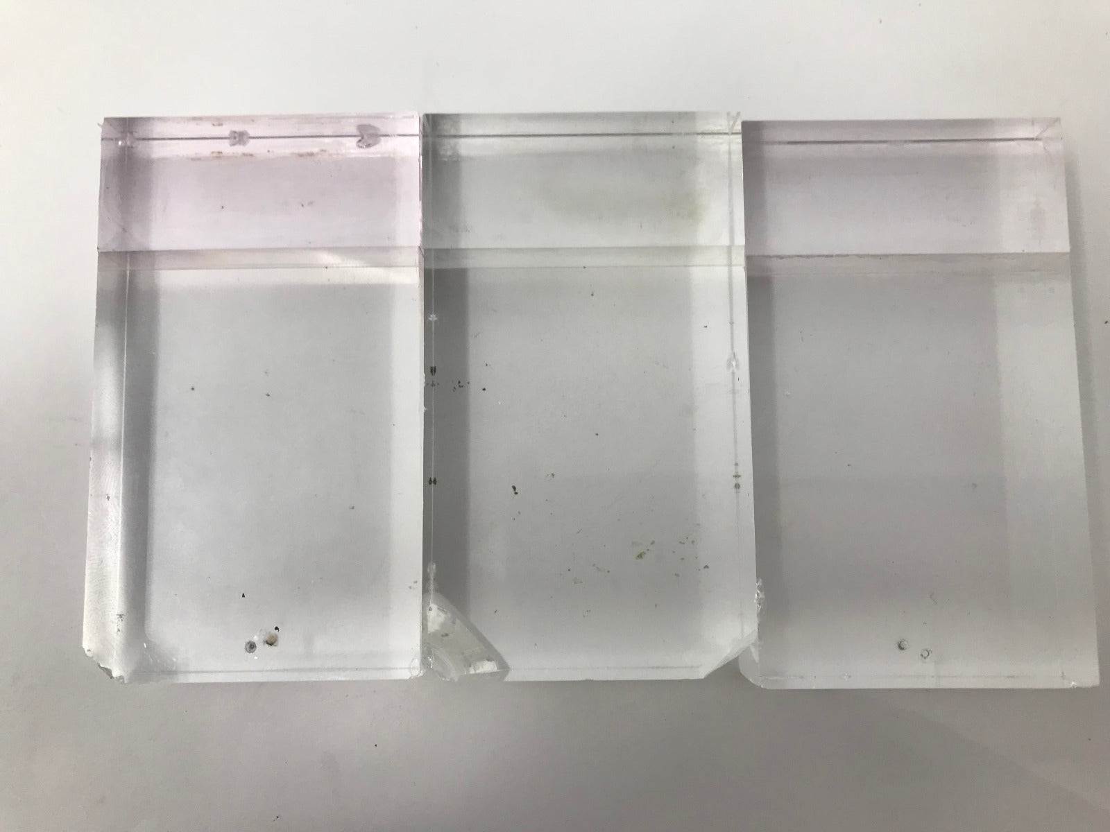 Lot of 3 Damaged Palomar Solid Sapphire Glass Crystal Light Guides 60x45x15mm
