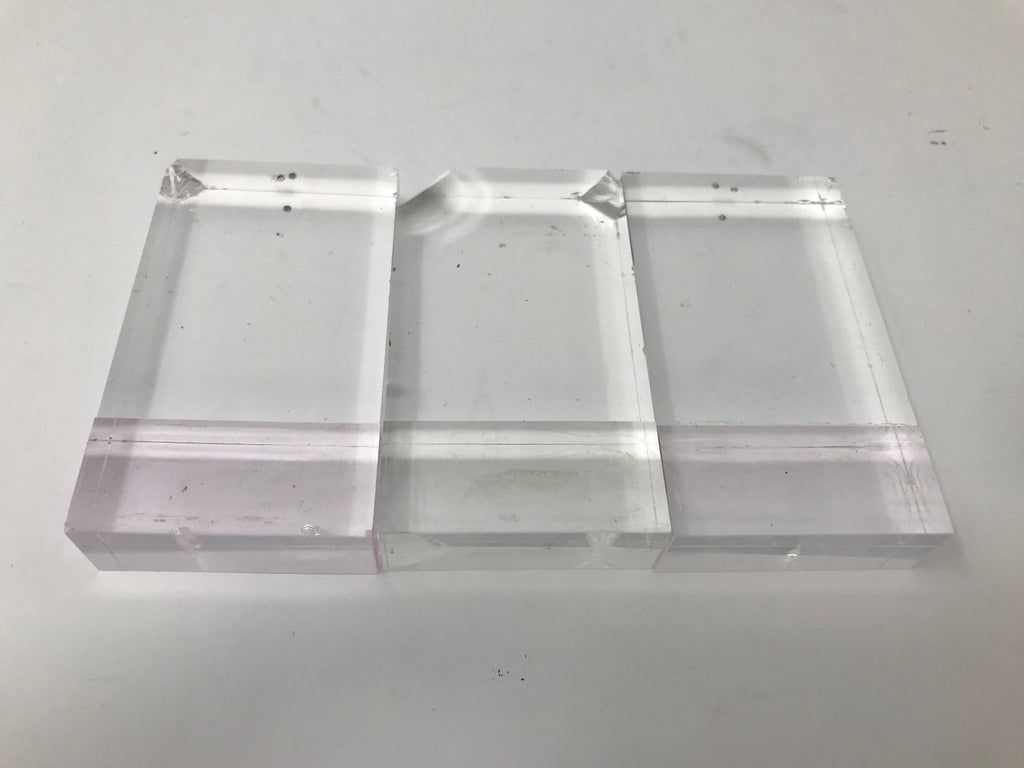 Lot of 3 Damaged Palomar Solid Sapphire Glass Crystal Light Guides 60x45x15mm