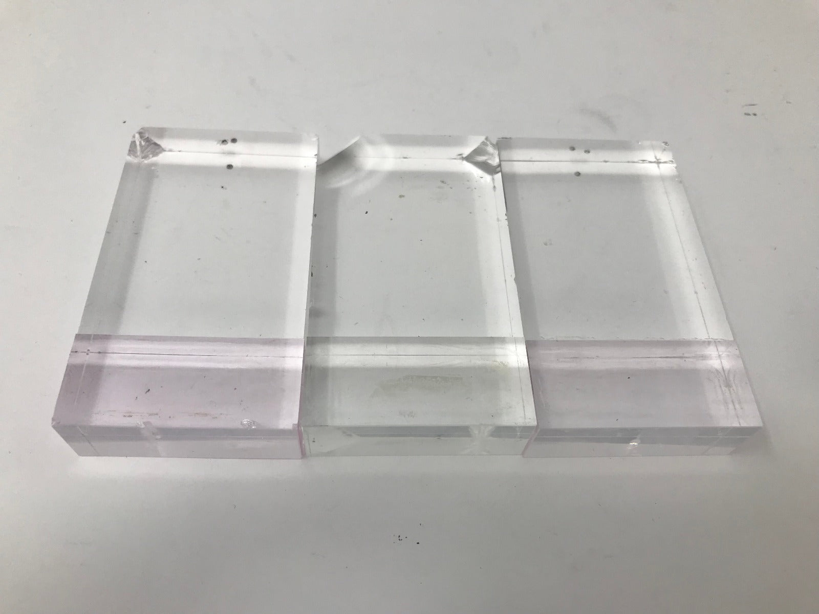 Lot of 3 Damaged Palomar Solid Sapphire Glass Crystal Light Guides 60x45x15mm