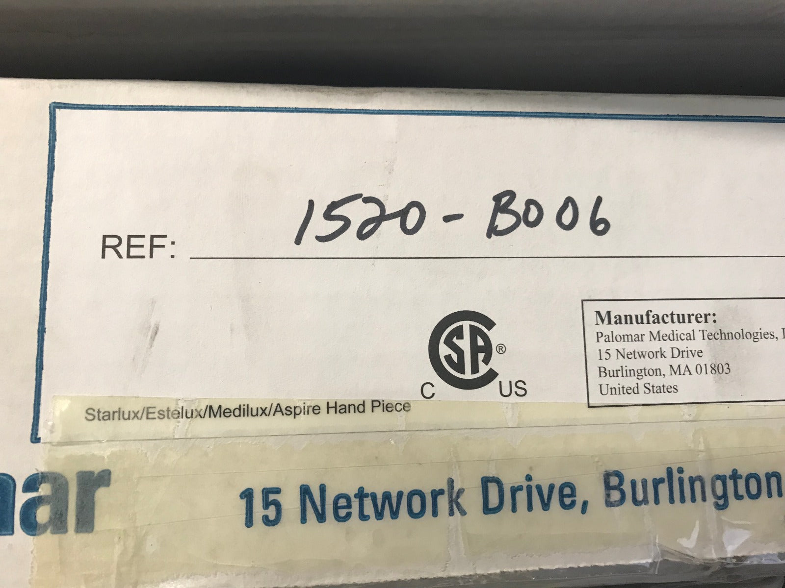 Cynosure Factory Refurbished Palomar Starlux 300 Lux B IPL Handpiece 1520-B006