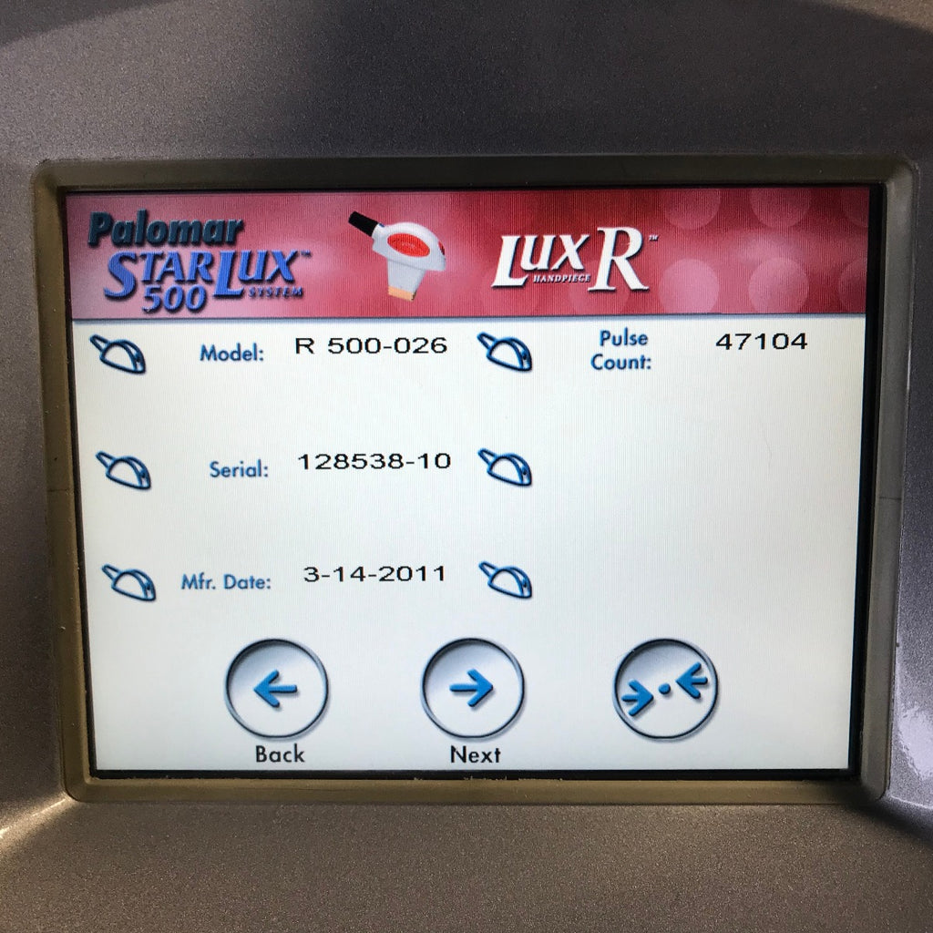 2011 Palomar Starlux500 Star Lux R 500 IPL Hair Removal Handpiece - Excellent