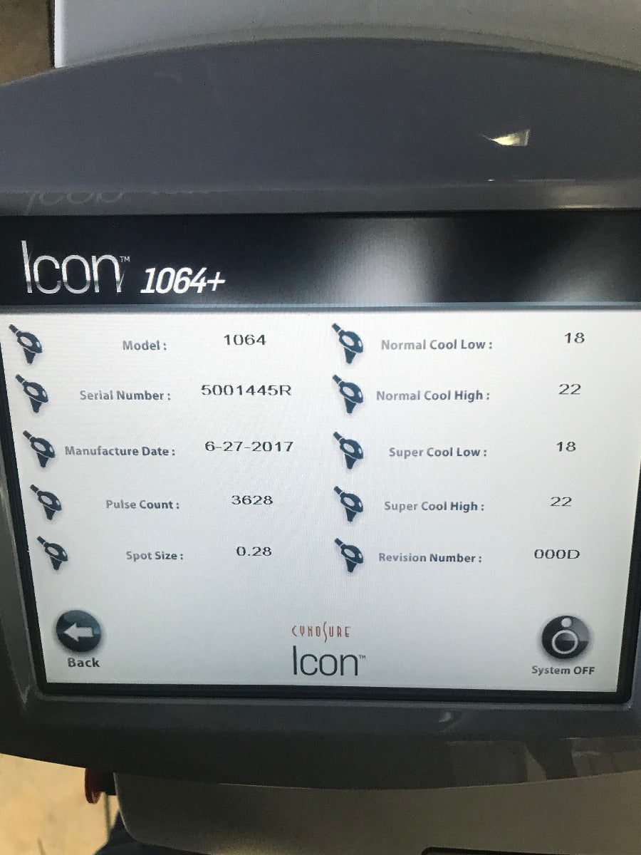 2017 Cynosure Palomar Icon 1064 + Plus NdYAG Laser Handpiece LOW USE 3K SHOTS