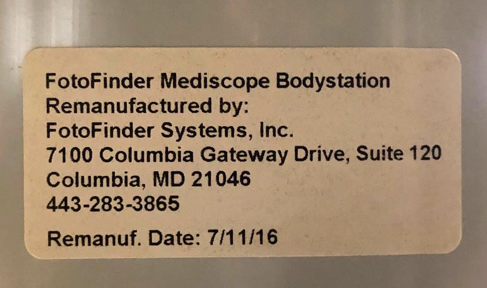 2016 FotoFinder Skin Imaging BodyStation Face Body Results Photography System