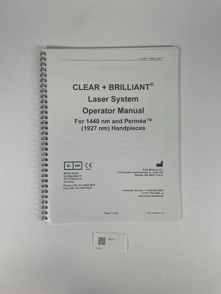 Clear+Brilliant Laser System Operator Manual P009341-03 1440nm and Permea