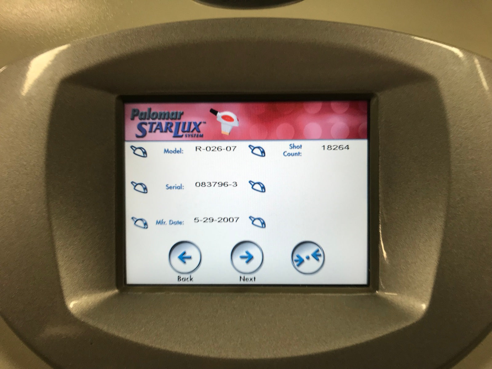 Used Excellent Condition Palomar Starlux 300 Lux R IPL Hair Removal Handpiece