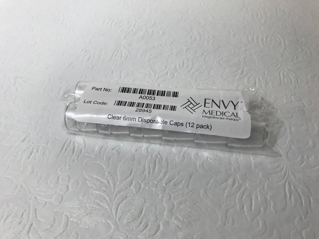 Envy Medical Silk Peel 6mm Clear Disposable Tip Cover Caps 12 Pack A0053