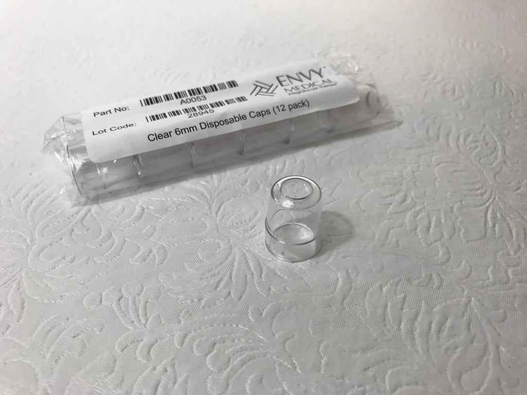Envy Medical Silk Peel 6mm Clear Disposable Tip Cover Caps 12 Pack A0053
